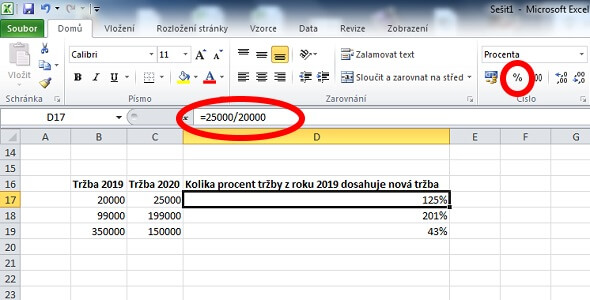 Výpočet procent v Excelu