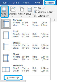 Normostrana - jak nastavit okraje ve Wordu - 1