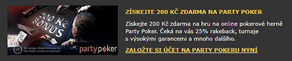 Hrajte u partypokeru s bonusem 200 Kč zdarma