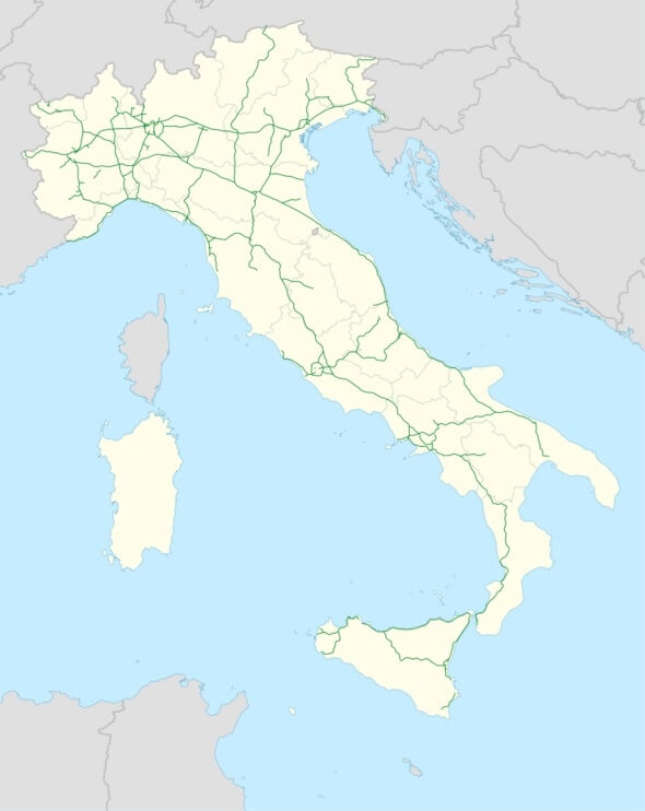 Mapa italských dálnic