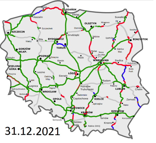 Mapa dálnic v Polsku