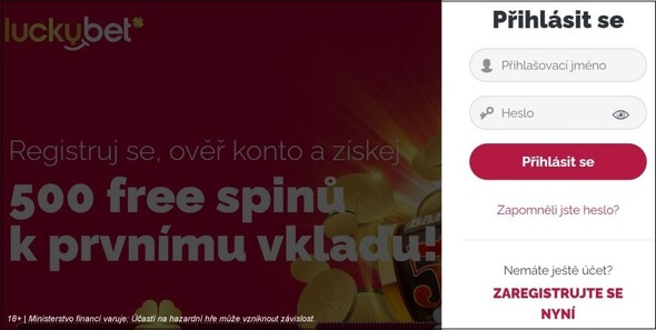 LuckyBet login - jak se přihlásit