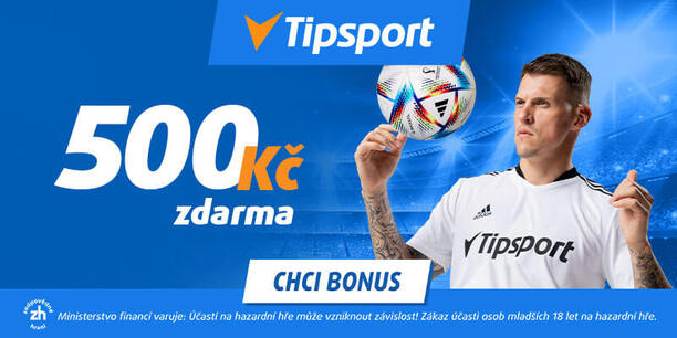 Tipsport nabízí vstupní bonus 500 Kč zdarma